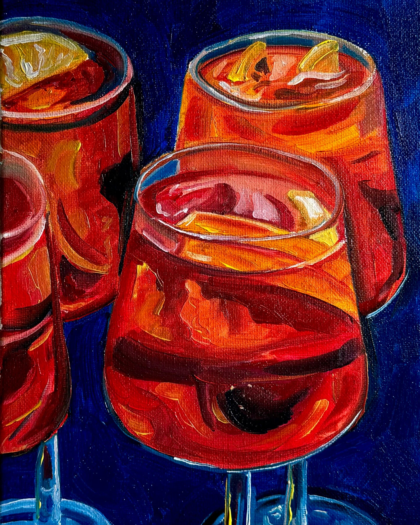 Aperol Spritzes on Blue Print