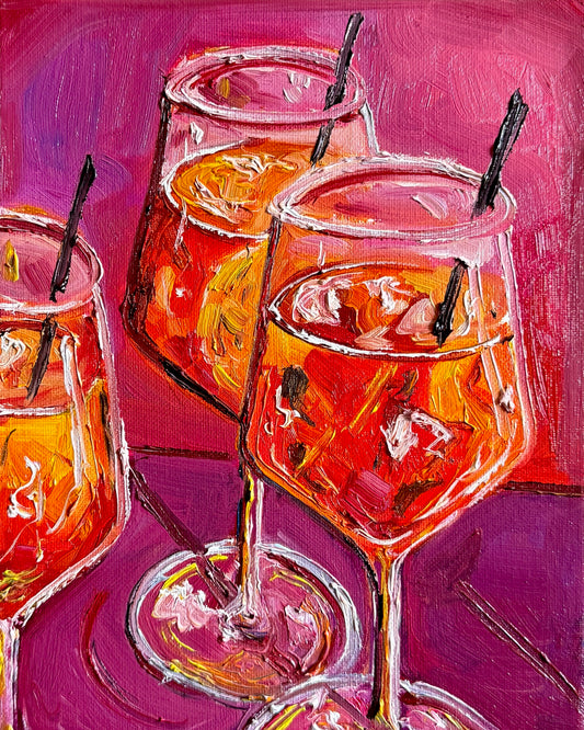 Aperol Spritzes on Pink Print