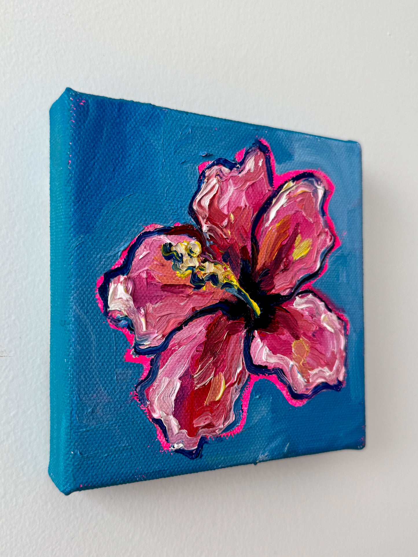 Mini Pink Hibiscus, 5x5 Inch Original