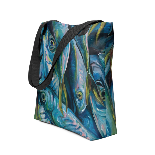 Teal Fish Market Tote Bag