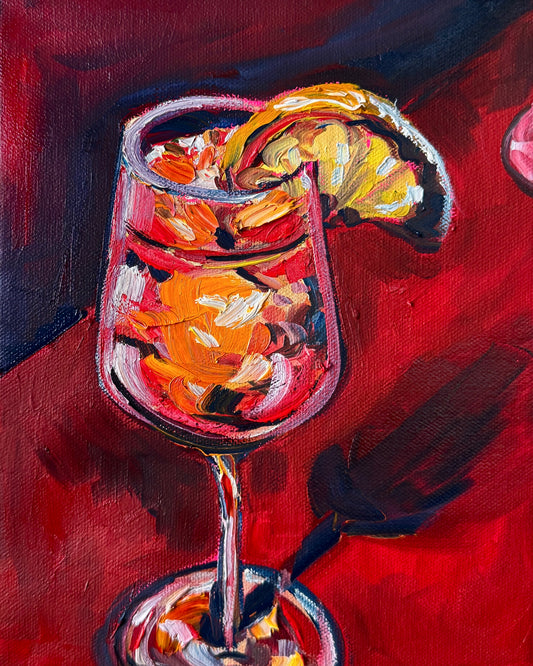 Aperol Spritz on Red, 8x10 Inch Original