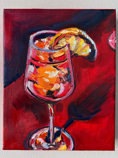 Aperol Spritz on Red, 8x10 Inch Original
