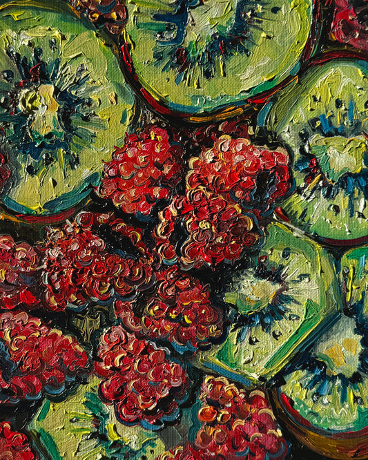 Kiwis and Raspberries, 8x10 Inch Original