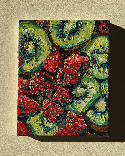 Kiwis and Raspberries, 8x10 Inch Original