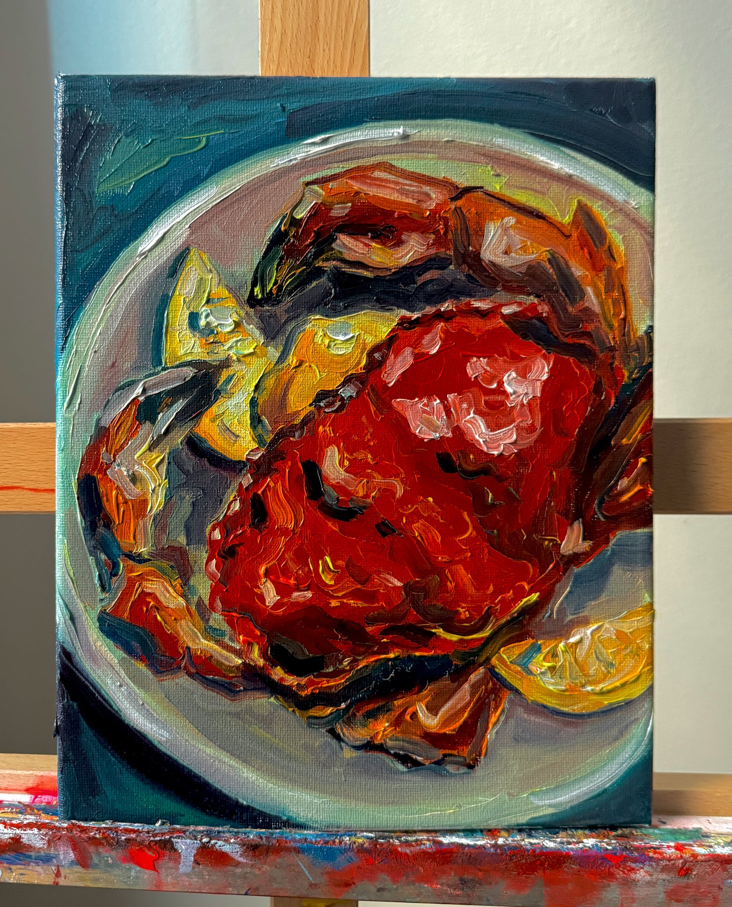 Crab and Lemons, 8x10 Inch Original