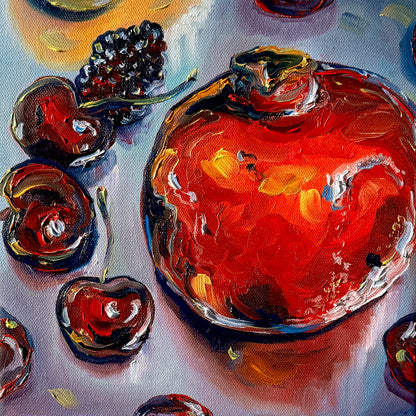Pomegranate and Cherries, 10x10 Inch Original