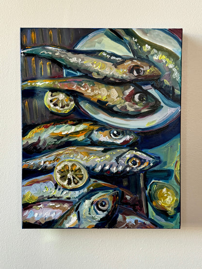 Fish in Cool Tones, 16x20 Inch Original