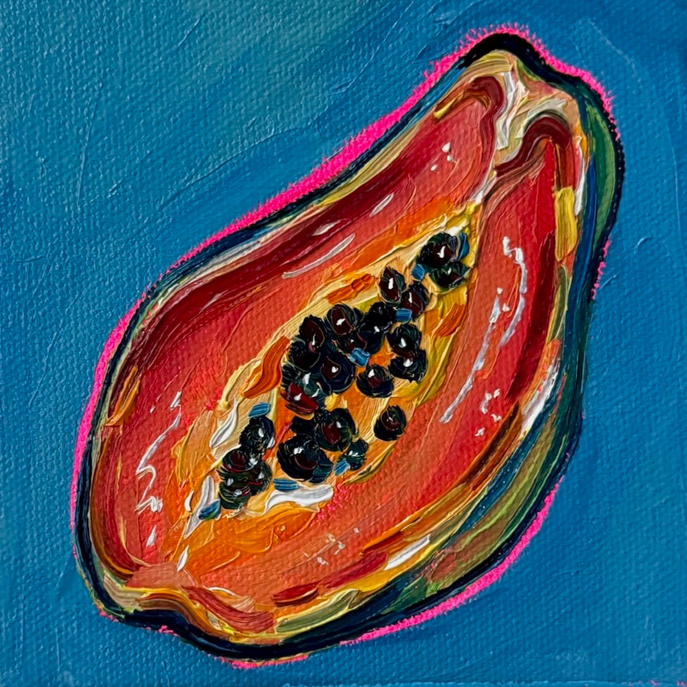 Mini Papaya Half, 5x5 Inch Original