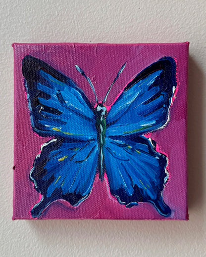 Mini Blue Butterfly, 5x5 Inch Original