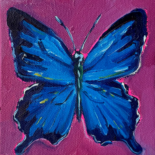 Mini Blue Butterfly, 5x5 Inch Original