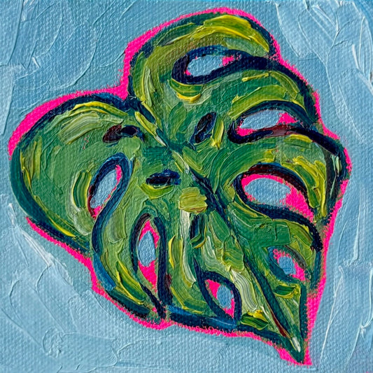 Mini Monstera Leaf, 5x5 Inch Original