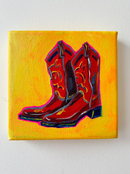 Mini Red Cowboy Boots, 5x5 Inch Original