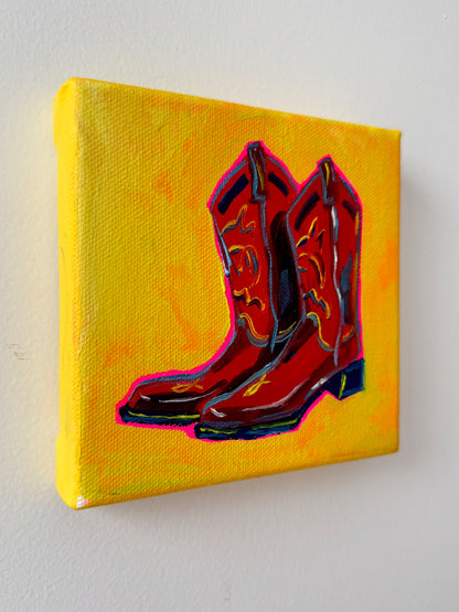 Mini Red Cowboy Boots, 5x5 Inch Original