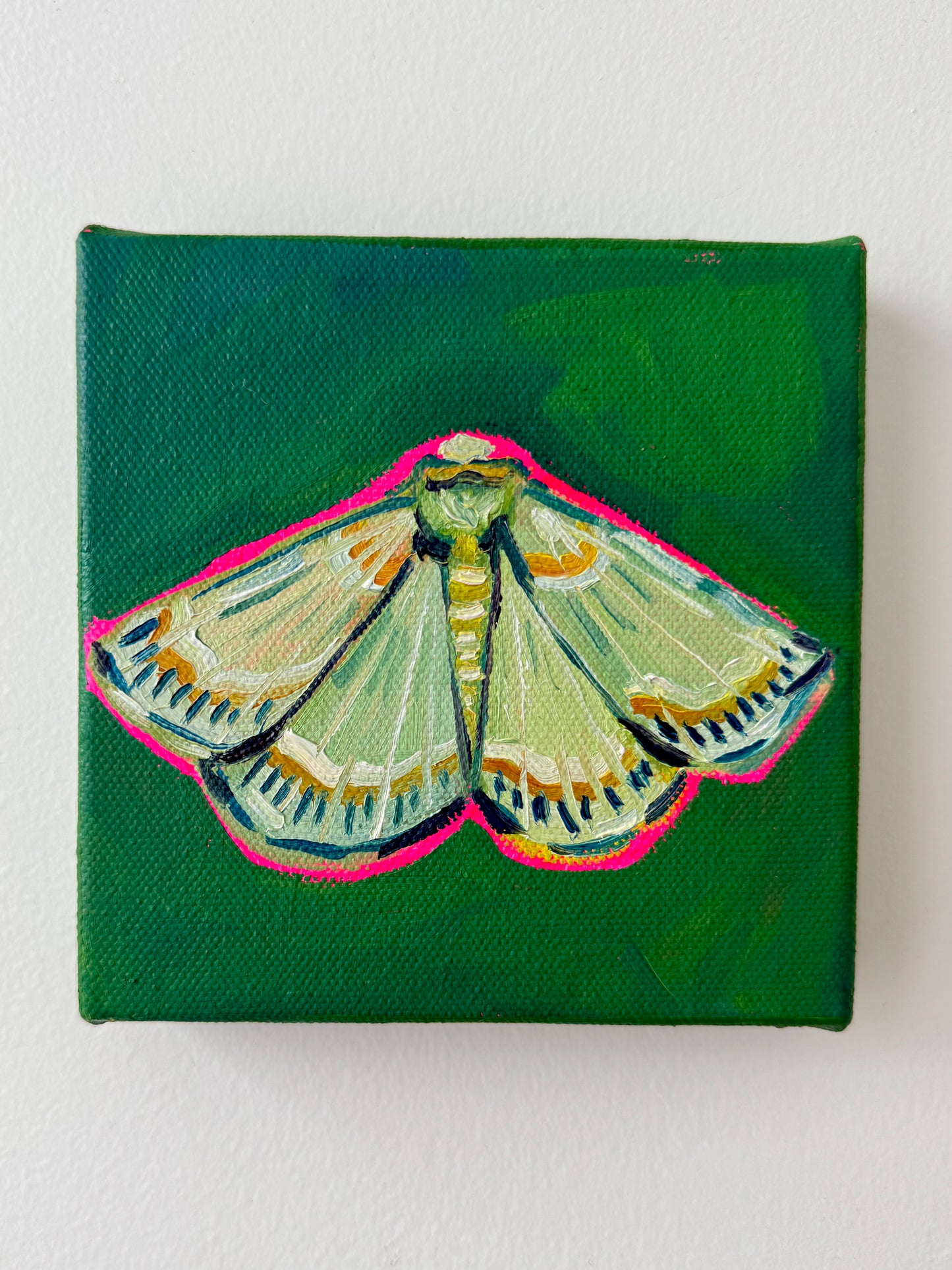 Mini Emerald Moth, 5x5 Inch Original