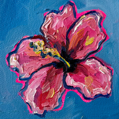 Mini Pink Hibiscus, 5x5 Inch Original