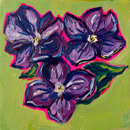 Mini Violets, 5x5 Inch Original